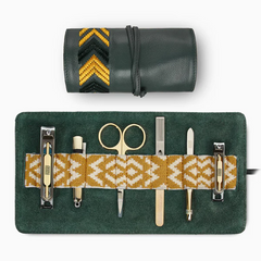 Gaucho Grooming Roll, Racing Green - Green Tonal / Bronze & Cream / Included