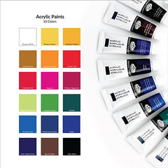 12ML ACRYLIC PAINT 18 PACK WITH BRUSHES
