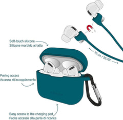 CASE AND CORD SET FOR AIRPODS - AIR 'N GO - PETROL BLUE