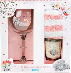 Gin Glass Socks and Candle Set