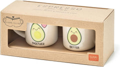 2 COFFEE MUGS - ESPRESSO FOR TWO - AVOCADO