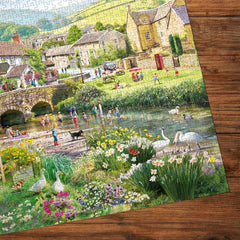 Gibsons Puddle Ducks & Paddling 1000 Piece Jigsaw Puzzle Nostalgic Beautiful Colourful Artwork Sustainable Puzzle