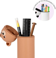 Legami - 2 in 1 Soft Silicone Teddy Bear Pencil Case - Kawaii, Zipper Pen Holder
