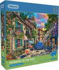 Gibsons Morning in the Med | 500XL Piece Jigsaw Puzzle Extra Large Piece Jigsaw | Mediterranean Jigsaw | Sustainable Puzzle