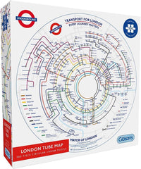 Gibsons TfL Circular Underground Tube Map 500 Piece Round Jigsaw Puzzle for Adults | Great Britain London Transport | Made in the UK |