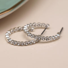 SILVER PLATED CRYSTAL SET HOOPS