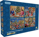 A Christmas to Remember | 4 x 500 Piece Jigsaw Puzzles | Christmas Multi-Box Jigsaw | Sustainable Puzzle for Adults | Premium 100% Recycled Board | Great Gift for Adults | Gibsons Games