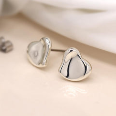 SILVER PLATED WAVY HEART STUDS