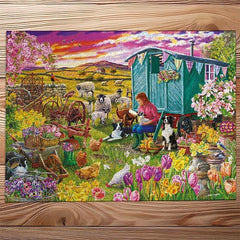 Gibsons Shepherd’s Delight 1000 Piece Jigsaw Puzzle – Countryside Farm Life Scene by Janice Daughters – Traditional British Rural Artwork