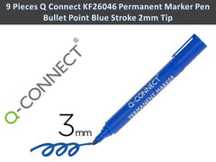 Q-CONNECT PERMANENT MARKER BLUE 2.3MM 9 Pieces