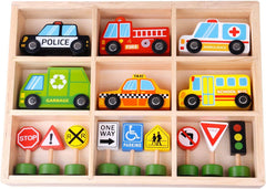 Wooden Transportation & Street Signs Set