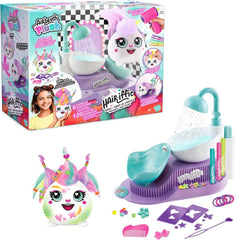 Airbrush Plush Hair’iffic Salon – Ultimate Custom Plush Makeover Kit with Battery Powered Airbrush, Washable Chalk Pens, Salon Shower, 120+ Stencils & 20+ Hair Accessories