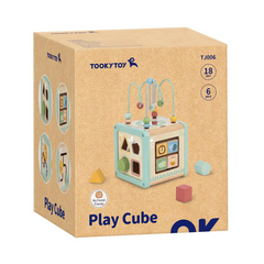 Wooden Play Cube, Puzzles, Shapes and Colours for 18 Months+