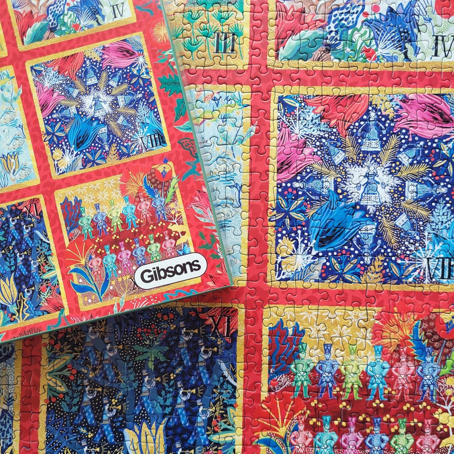 Gibsons 12 Days of Christmas 1000 Piece Jigsaw Puzzle | Classic Carol Modern Puzzle | Sustainable Jigsaw