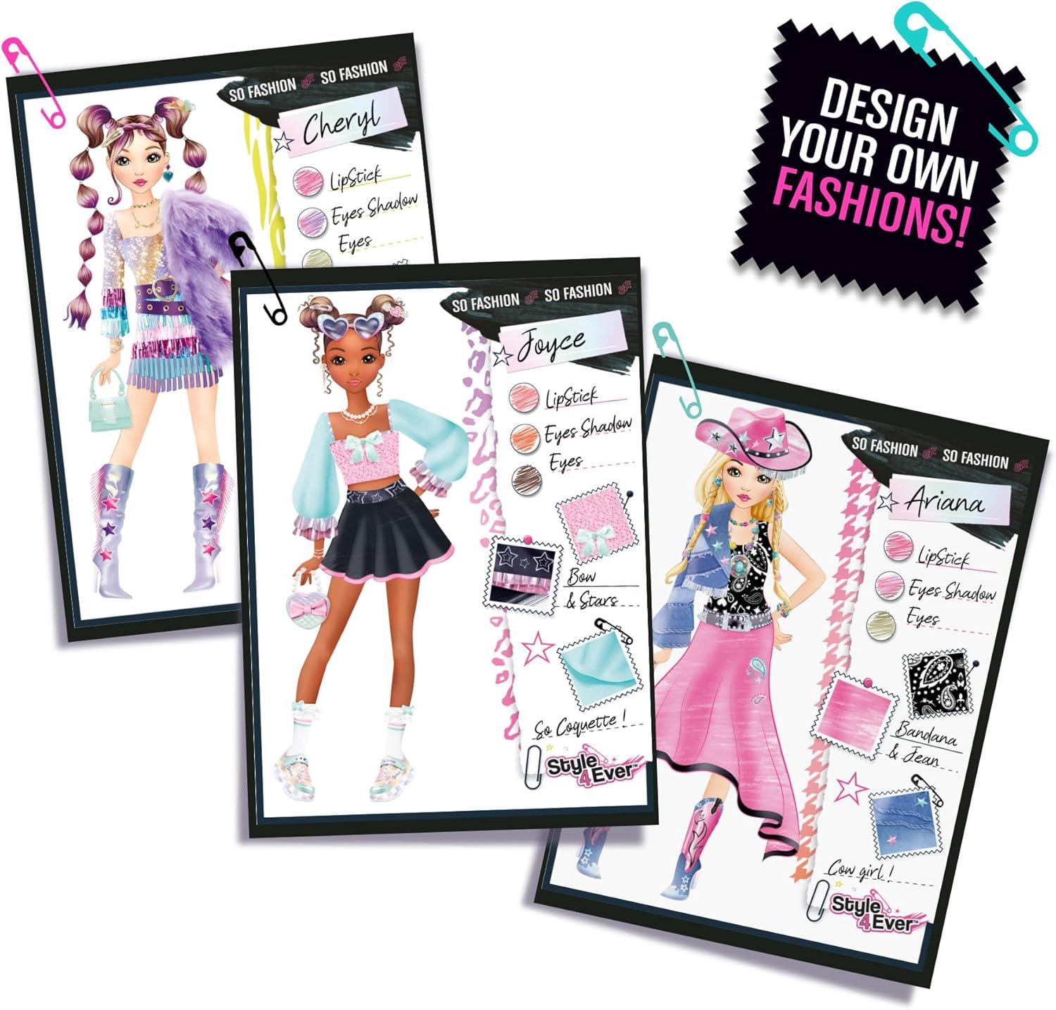 Style 4 Ever Fashion Designer Light Up Studio, Design Dream Outfits from Scratch, LED Drawing Pad, DIY Fashion Design Kit for Kids 6+ – Real Fabrics, Stickers & Gems Included