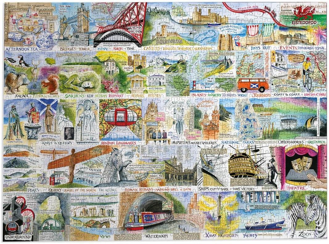 Gibsons British & Brilliant 1000 Piece Jigsaw Puzzle for Adults Beautiful Colourful Artwork by Val Goldfinch