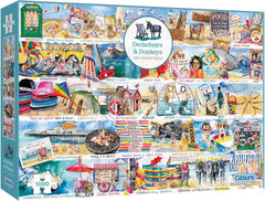 Gibsons 1000 Piece Jigsaw Puzzle: Deckchairs and Donkeys | Seaside Nostalgia