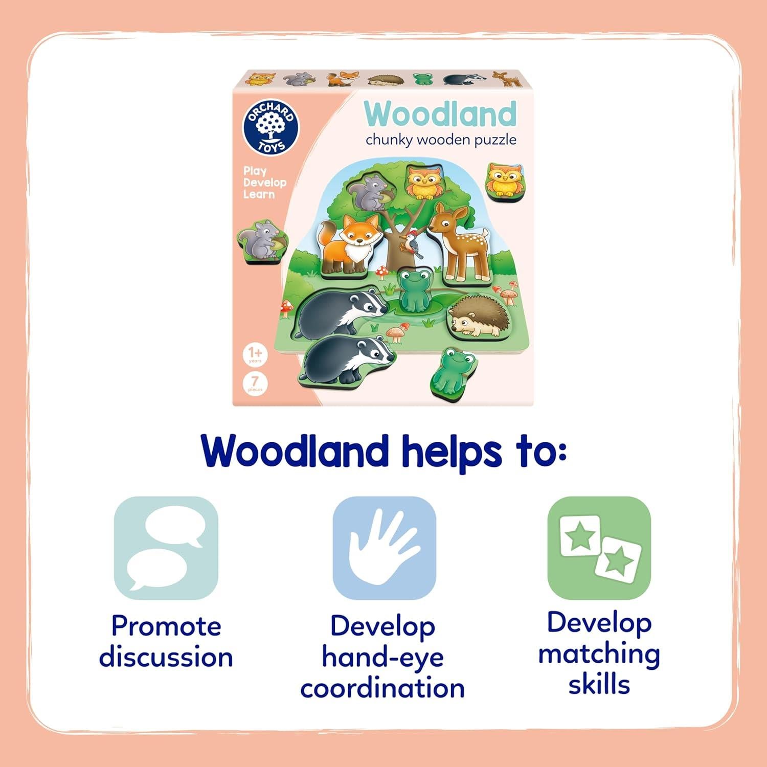 Orchard Toys Woodland Chunky Wooden Puzzle for 1+ Years Matching and Educational Toy.