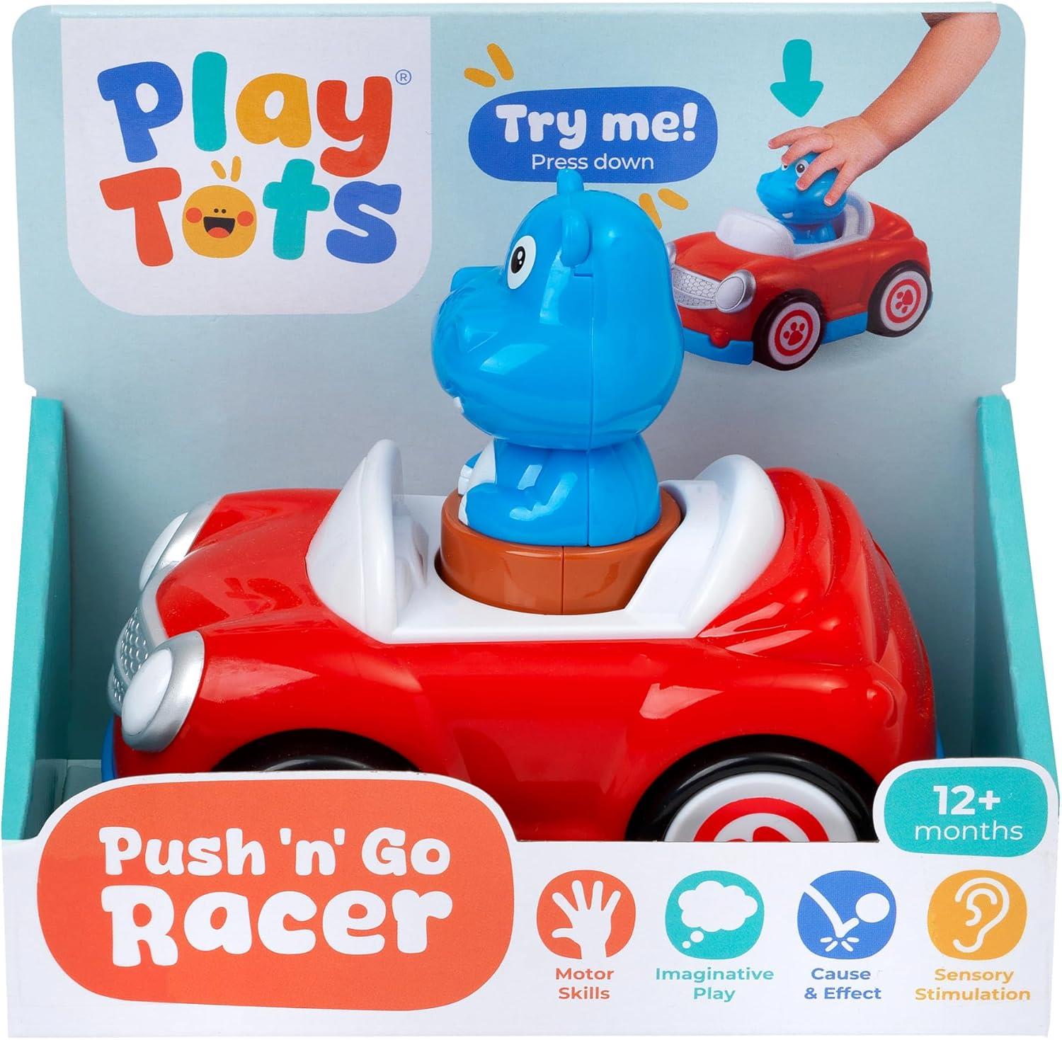 Play Tots - Push & Go Racer | Press the animal and watch the racer zoom! Encourages crawling and first steps | Baby and Toddler Toys