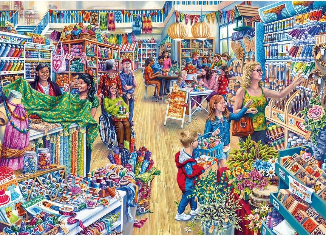 Gibsons Crafters Paradise 1000 Piece Jigsaw Puzzle for Adults Beautiful Colourful Art Craft Hobby Shop Sustainable Premium