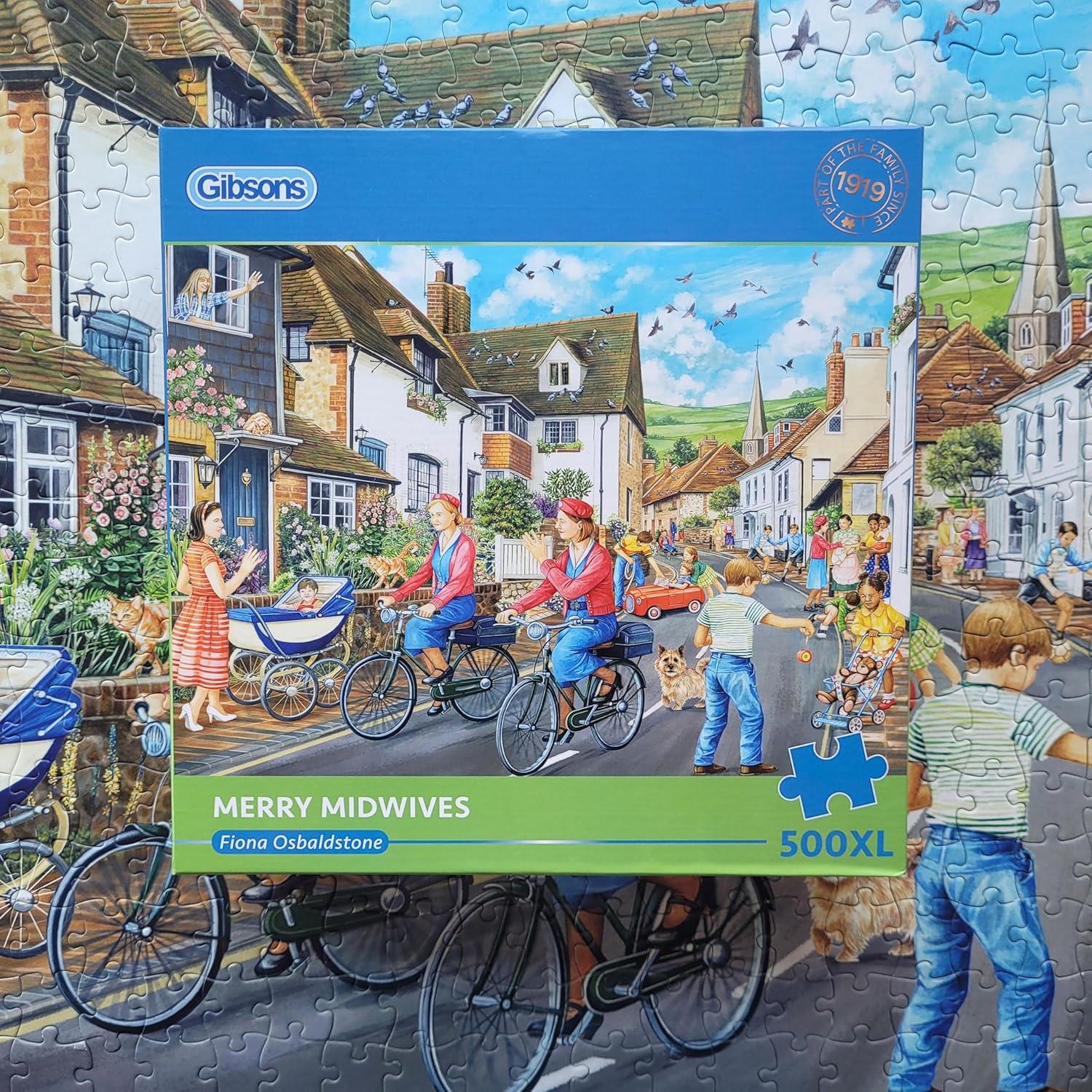 Merry Midwives Extra Large | 500XL Piece Jigsaw Puzzle | Village Nostalgia Puzzle | Extra Large Piece Jigsaw Puzzle
