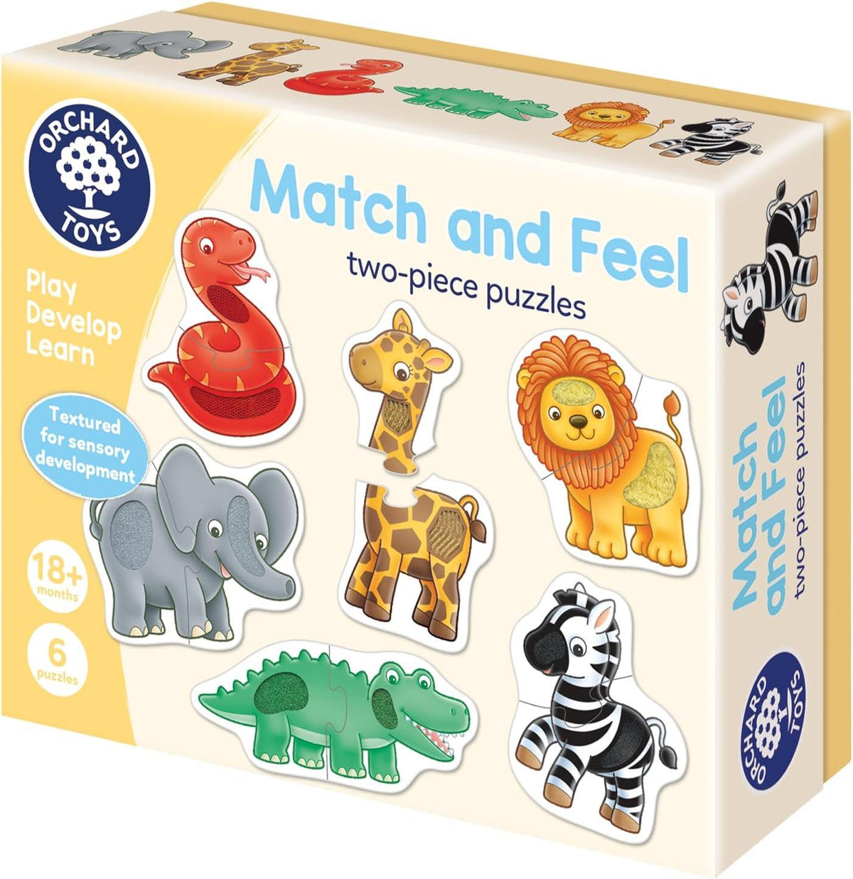 Orchard Toys Match and Feel Puzzles for Toddlers Aged 18 months+ Six Puzzles with Textures for Sensory Play