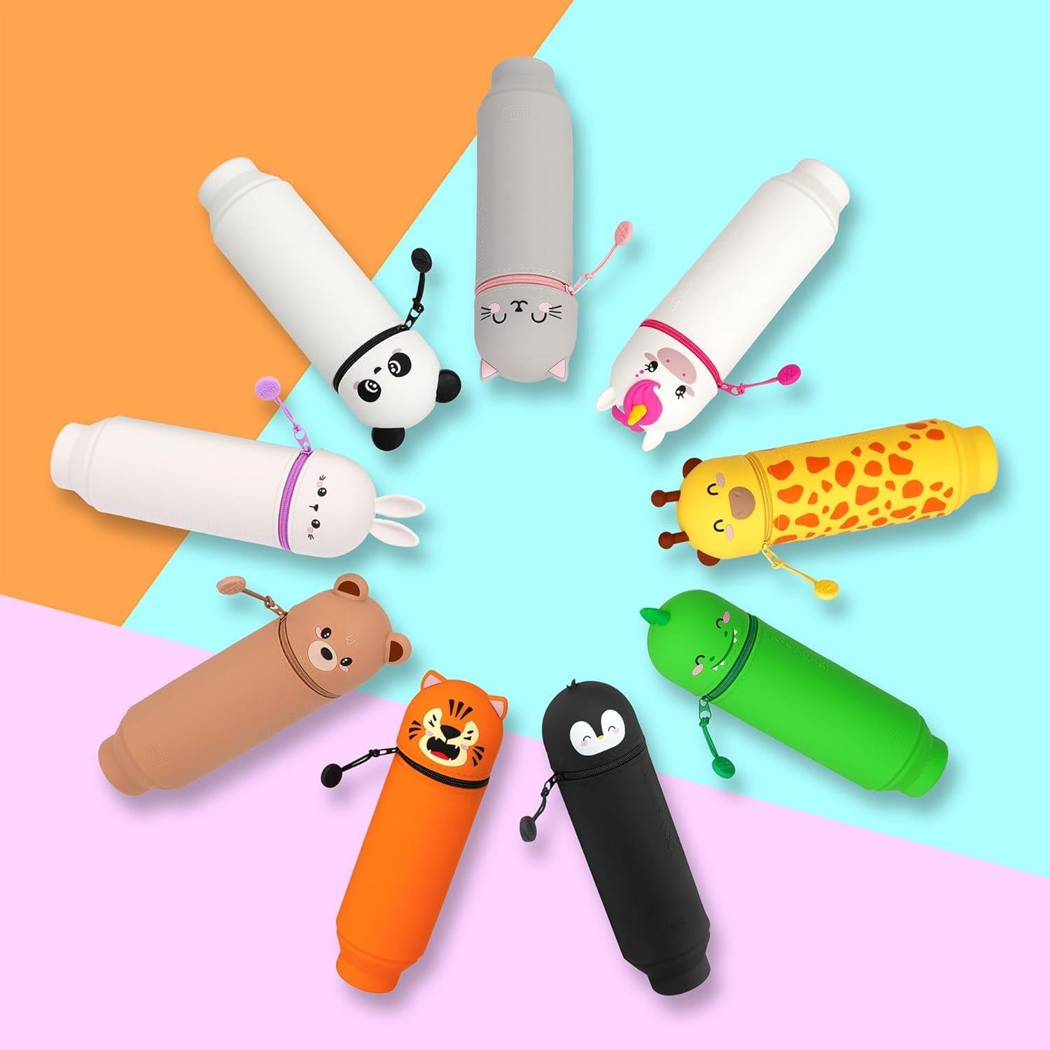 Legami - 2 in 1 Soft Silicone Teddy Bear Pencil Case - Kawaii, Zipper Pen Holder