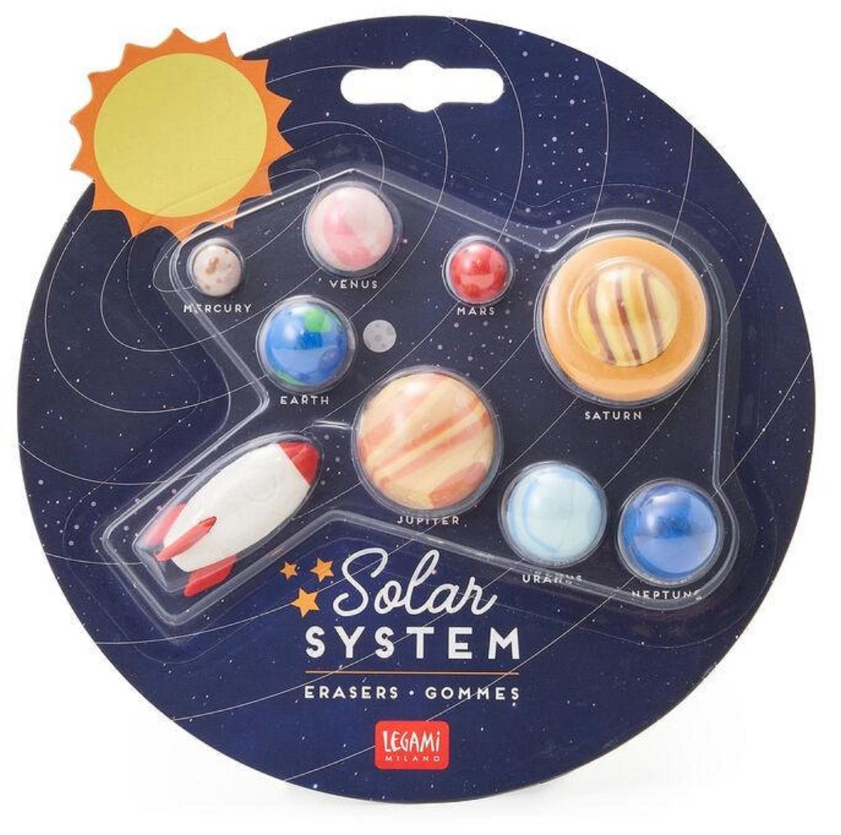 SET OF 9 ERASERS - SOLAR SYSTEM - SPACE