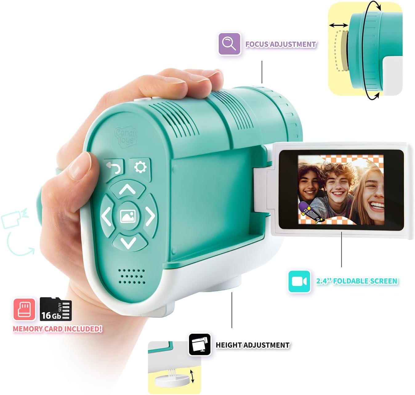 Photo Creator Camera Projector – Kids HD Video & 48MP Photo Camera with WiFi Casting from Smartphone, 2.4" Screen & Projector up to 90" – Fun Gift for Kids & Families- 16GB SD Card & Stickers