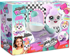 Airbrush Plush Hair’iffic Salon – Ultimate Custom Plush Makeover Kit with Battery Powered Airbrush, Washable Chalk Pens, Salon Shower, 120+ Stencils & 20+ Hair Accessories