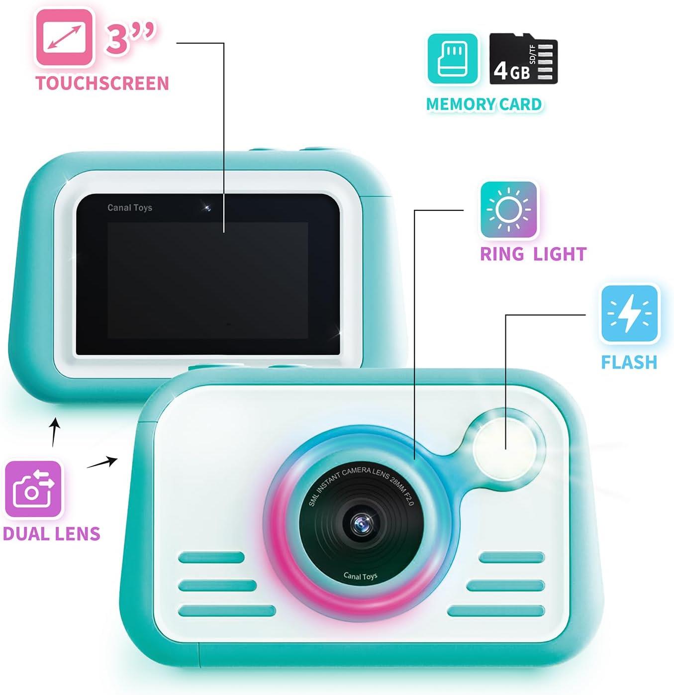 Photo Creator Instant Print Camera 2.0 – Real Photo Paper, 3″ Touchscreen & Built-In Flash with Ring Light – Print Instantly with No Ink Needed – Includes 100 Photos, SD Card & More, Ages 6+