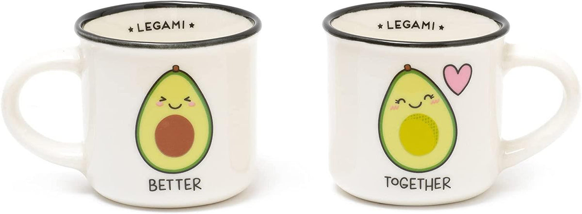 2 COFFEE MUGS - ESPRESSO FOR TWO - AVOCADO