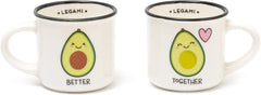 2 COFFEE MUGS - ESPRESSO FOR TWO - AVOCADO