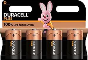 Duracell Plus D Alkaline Batteries (Pack 4)