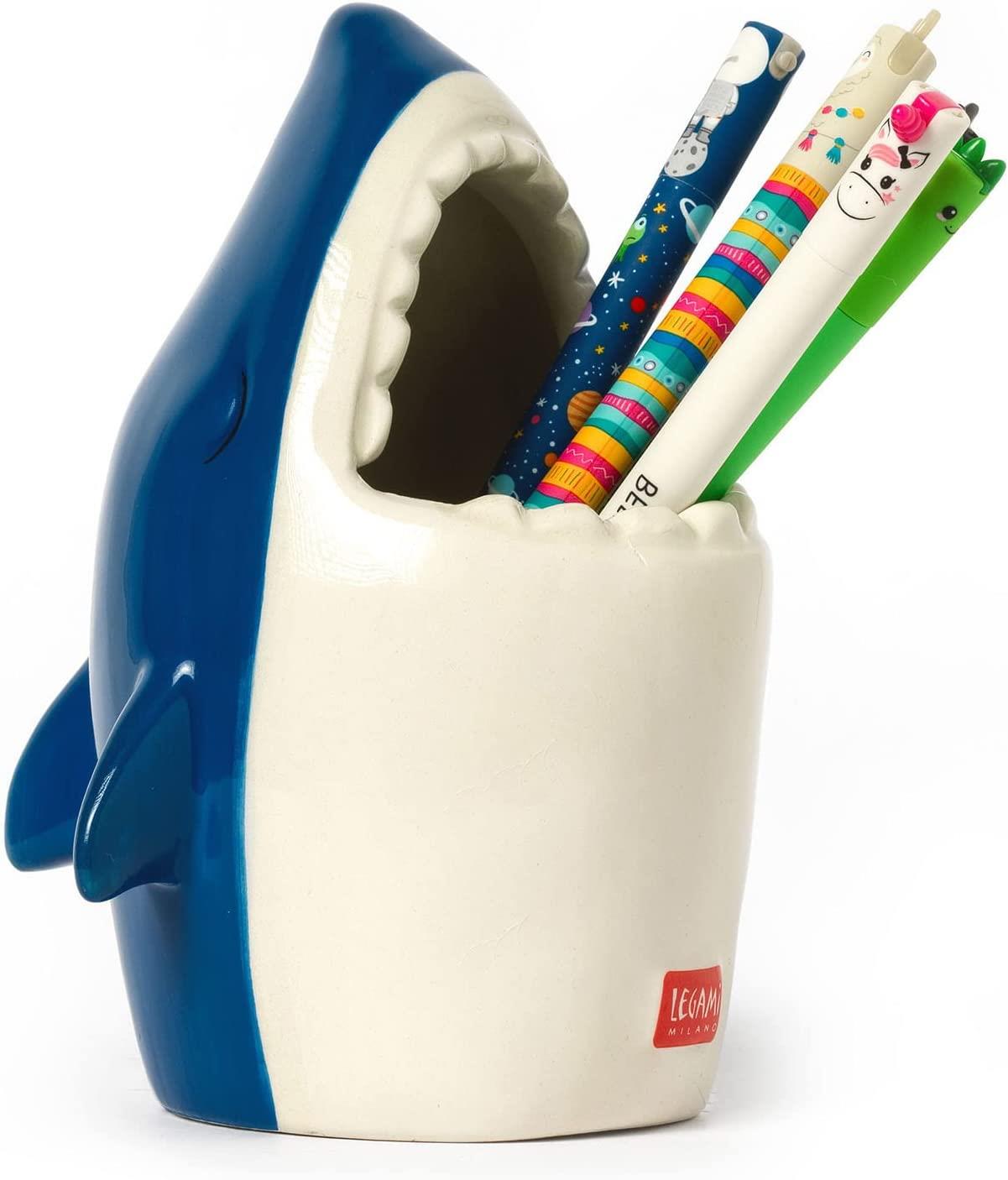 CERAMIC PEN HOLDER - DESK FRIENDS - SHARK