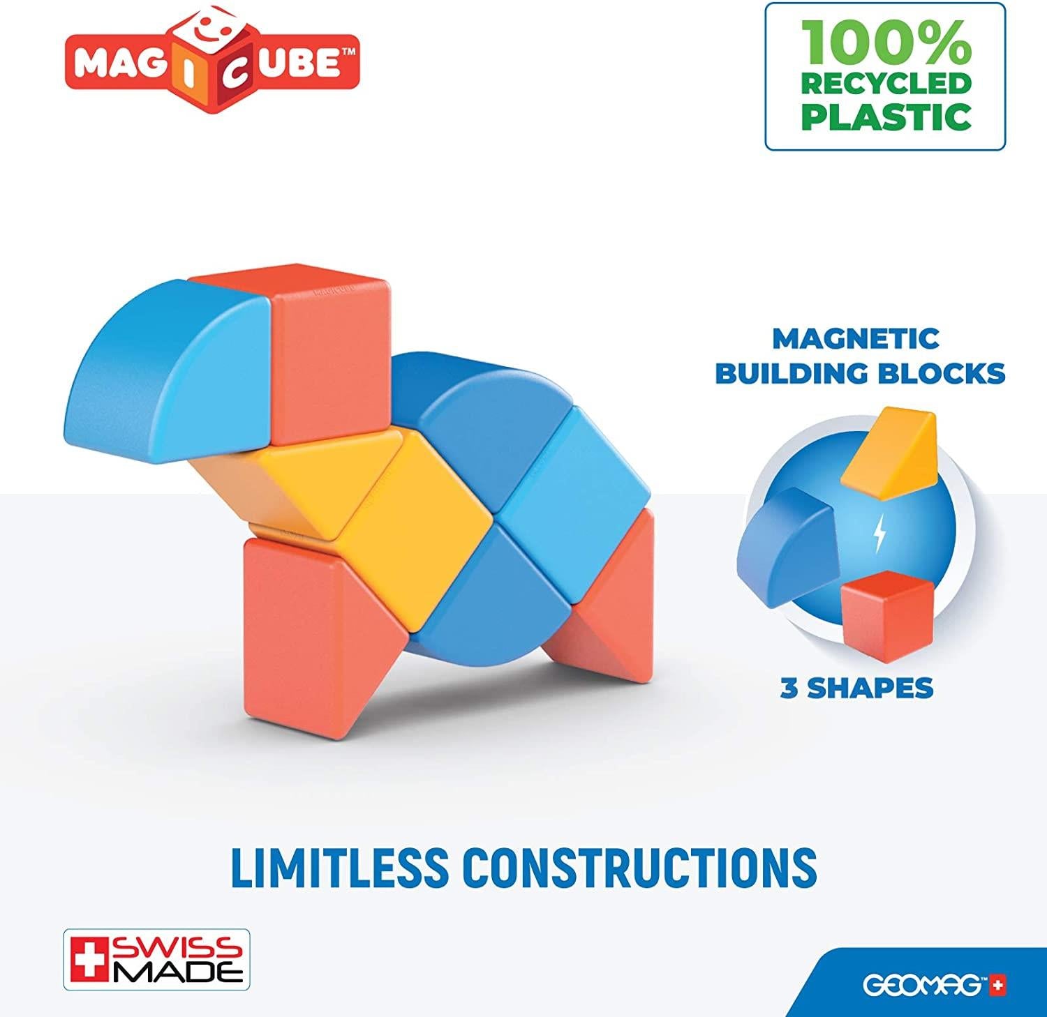 GEOMAG MAGICCUBE 3SHAPES RECYCLED ANIMALS 9PC