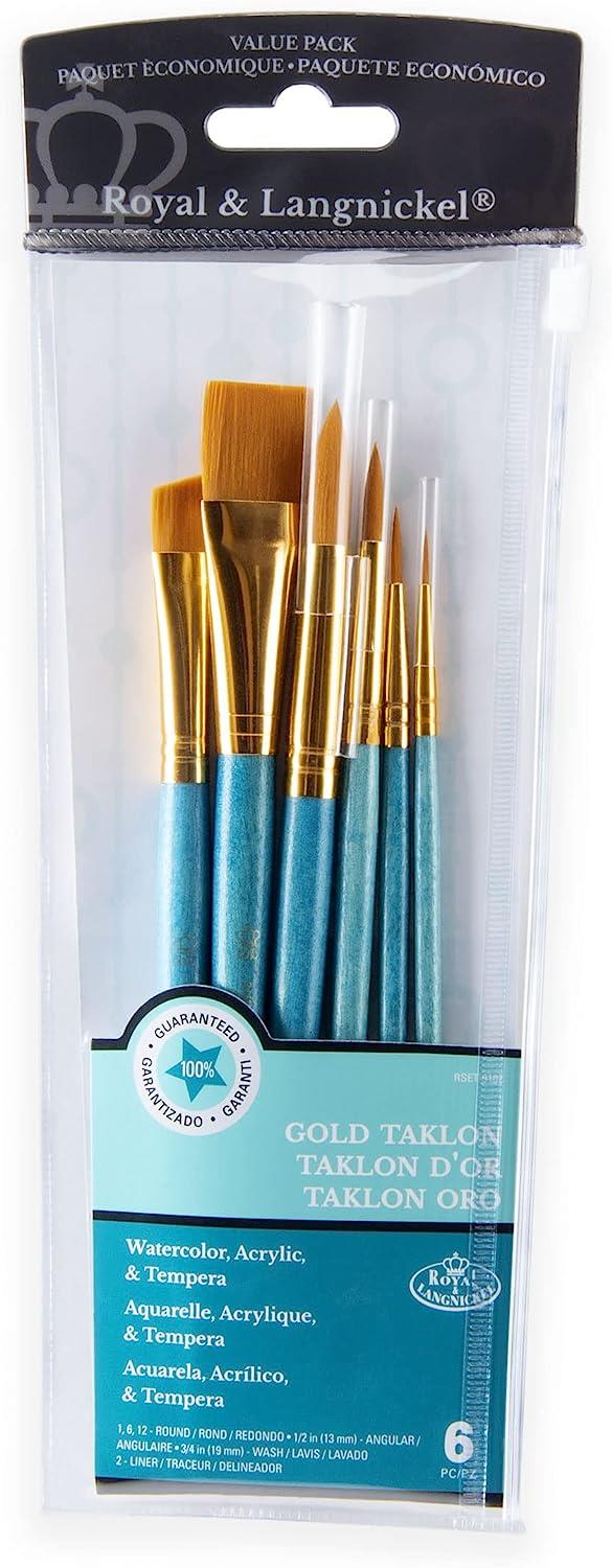 6 PIECE GOLD TAKLON BRUSH SET