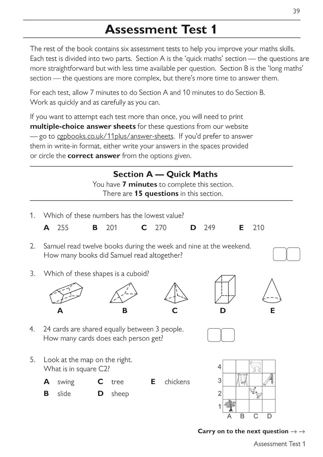 11+ CEM MATHS PRACTICE BOOK AND ASSESSMENT TESTS AGE 7-8