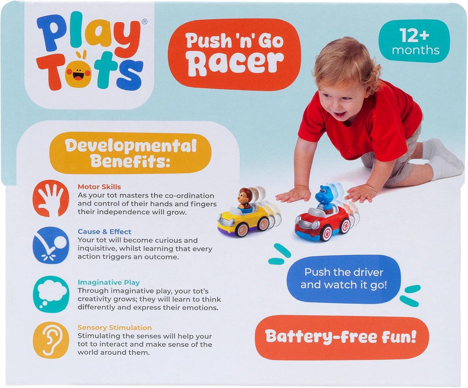 Play Tots - Push & Go Racer | Press the animal and watch the racer zoom! Encourages crawling and first steps | Baby and Toddler Toys