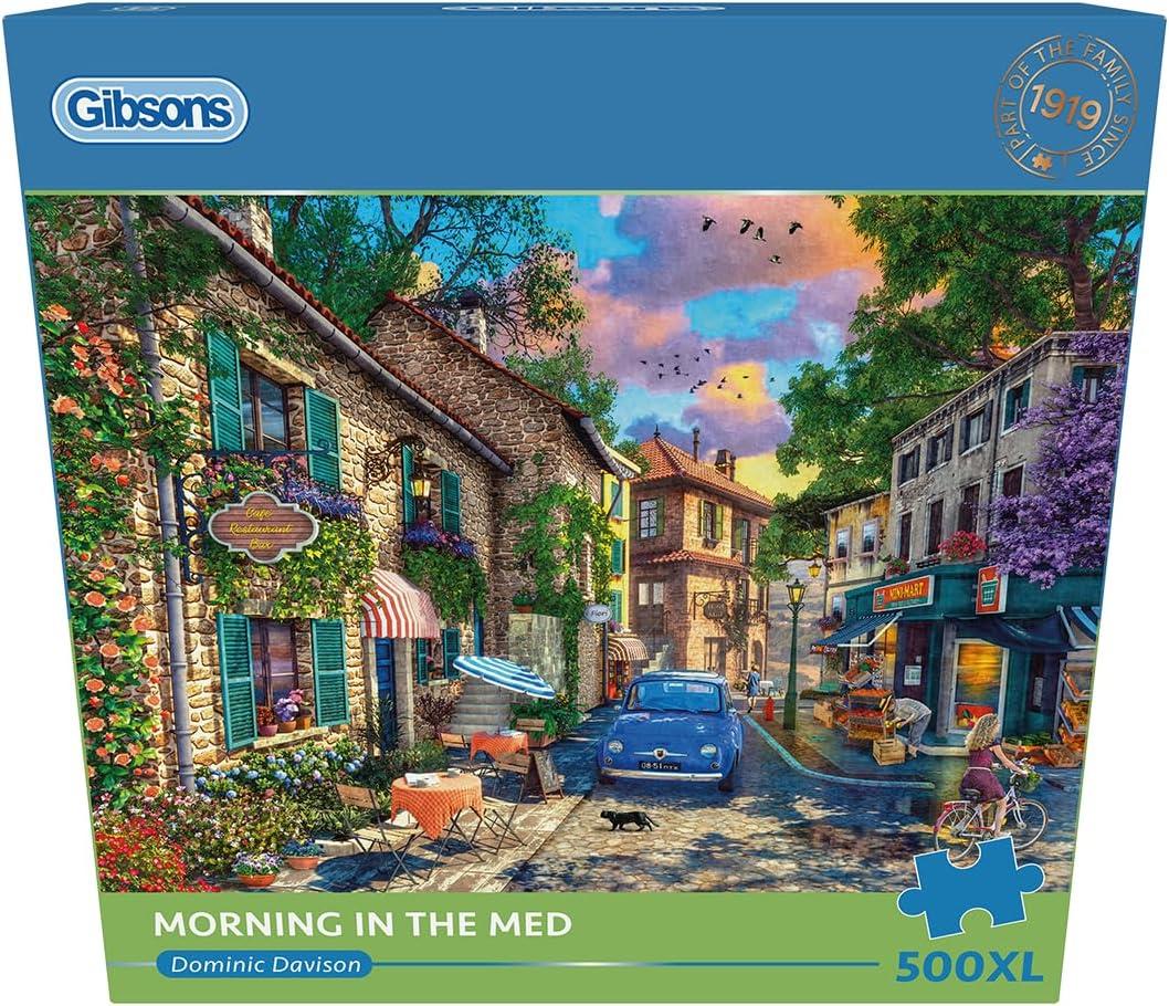 Gibsons Morning in the Med | 500XL Piece Jigsaw Puzzle Extra Large Piece Jigsaw | Mediterranean Jigsaw | Sustainable Puzzle
