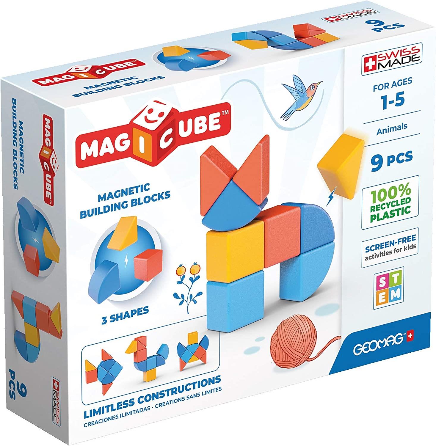 GEOMAG MAGICCUBE 3SHAPES RECYCLED ANIMALS 9PC