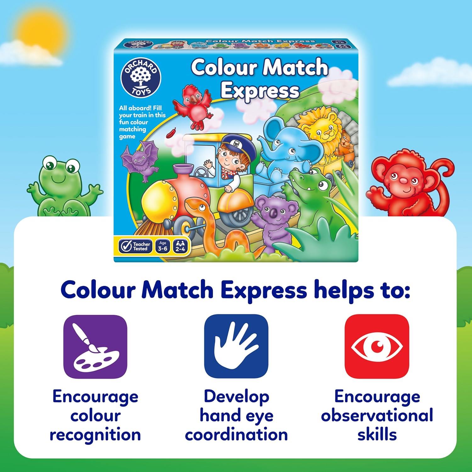 ORCHARD TOYS Colour Match Express colour matching game, educational game, develops colour skills for boys and girls aged 3-6 years
