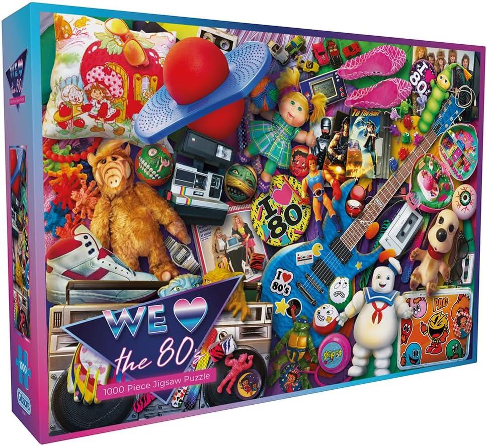 We Love the 80s | 1000 Piece Jigsaw Puzzle | 80s Nostalgia Puzzle | Sustainable Jigsaw Puzzle for Adults | Premium 100% Recycled Board | Great Gift for Adults | Gibsons Games