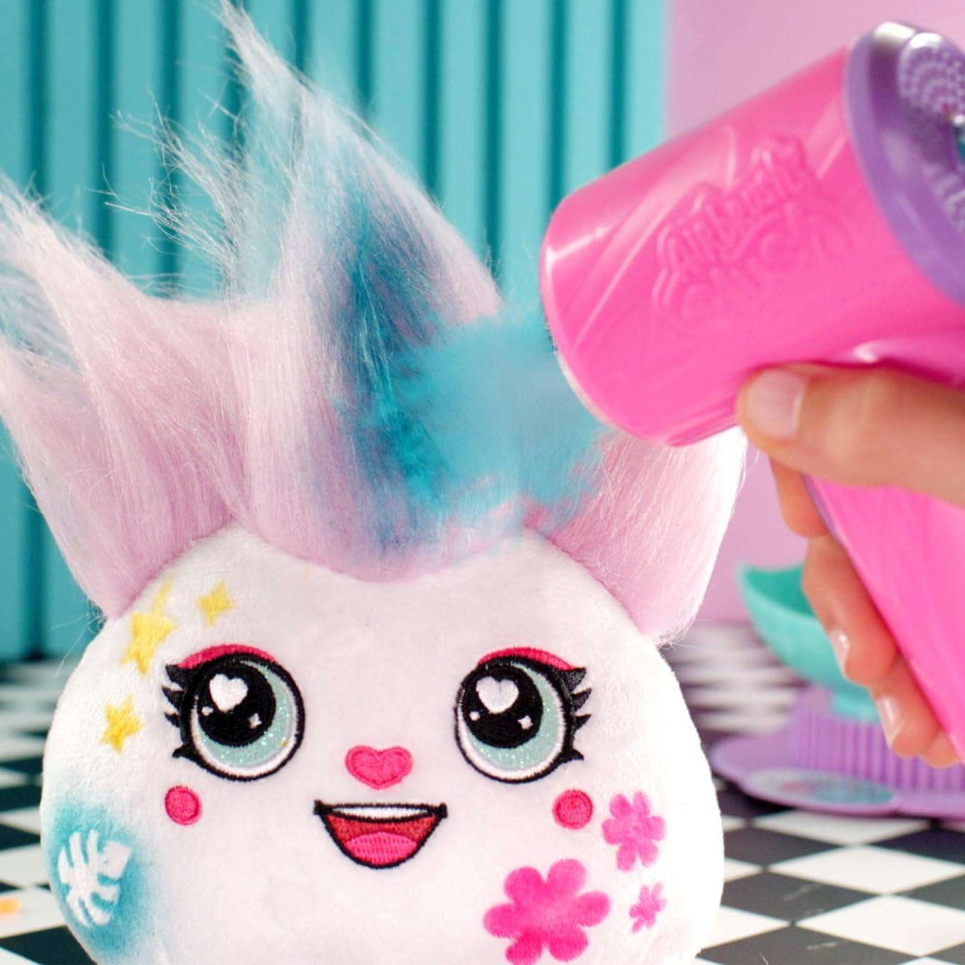 Airbrush Plush Hair’iffic Salon – Ultimate Custom Plush Makeover Kit with Battery Powered Airbrush, Washable Chalk Pens, Salon Shower, 120+ Stencils & 20+ Hair Accessories