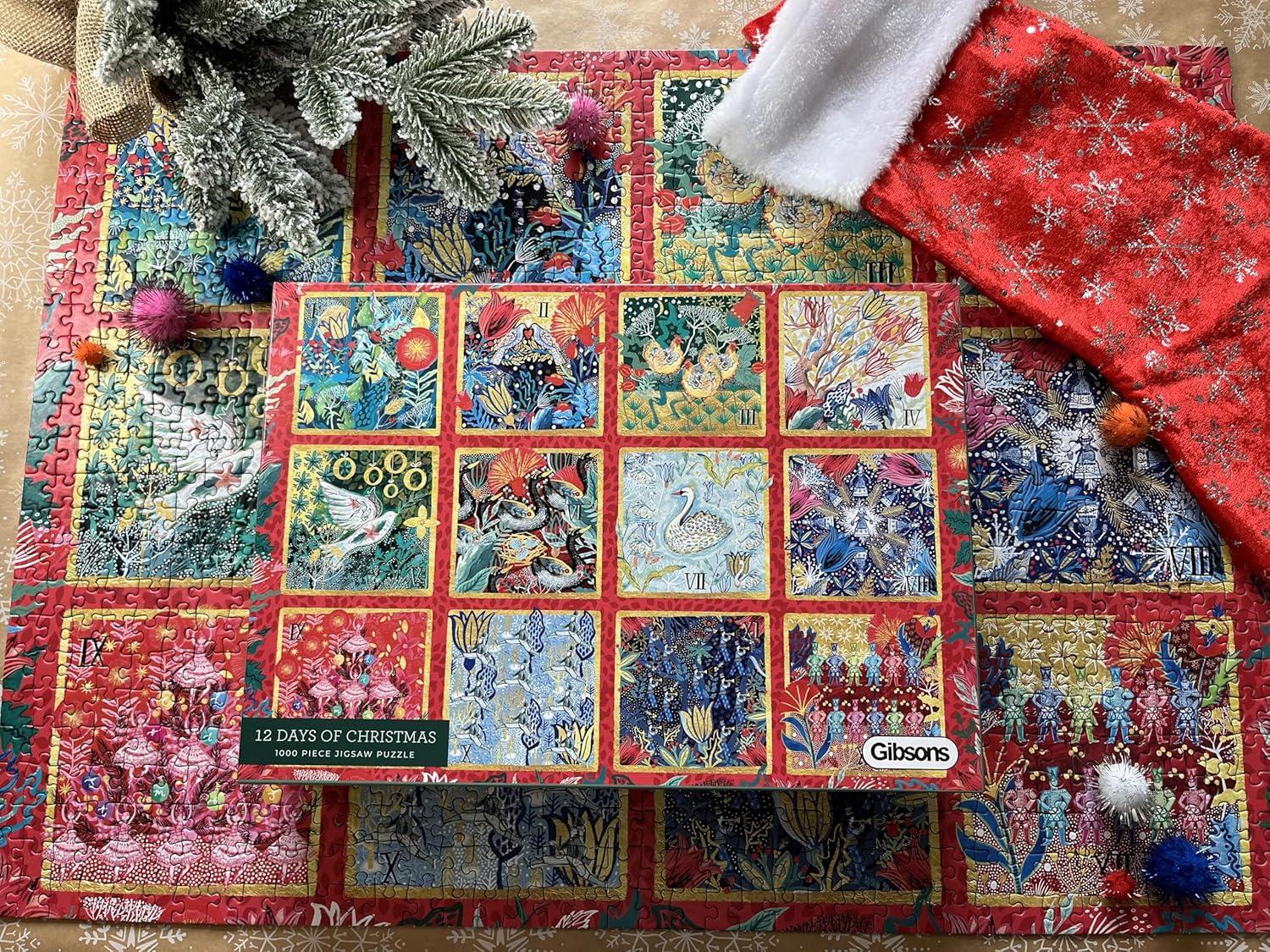 Gibsons 12 Days of Christmas 1000 Piece Jigsaw Puzzle | Classic Carol Modern Puzzle | Sustainable Jigsaw