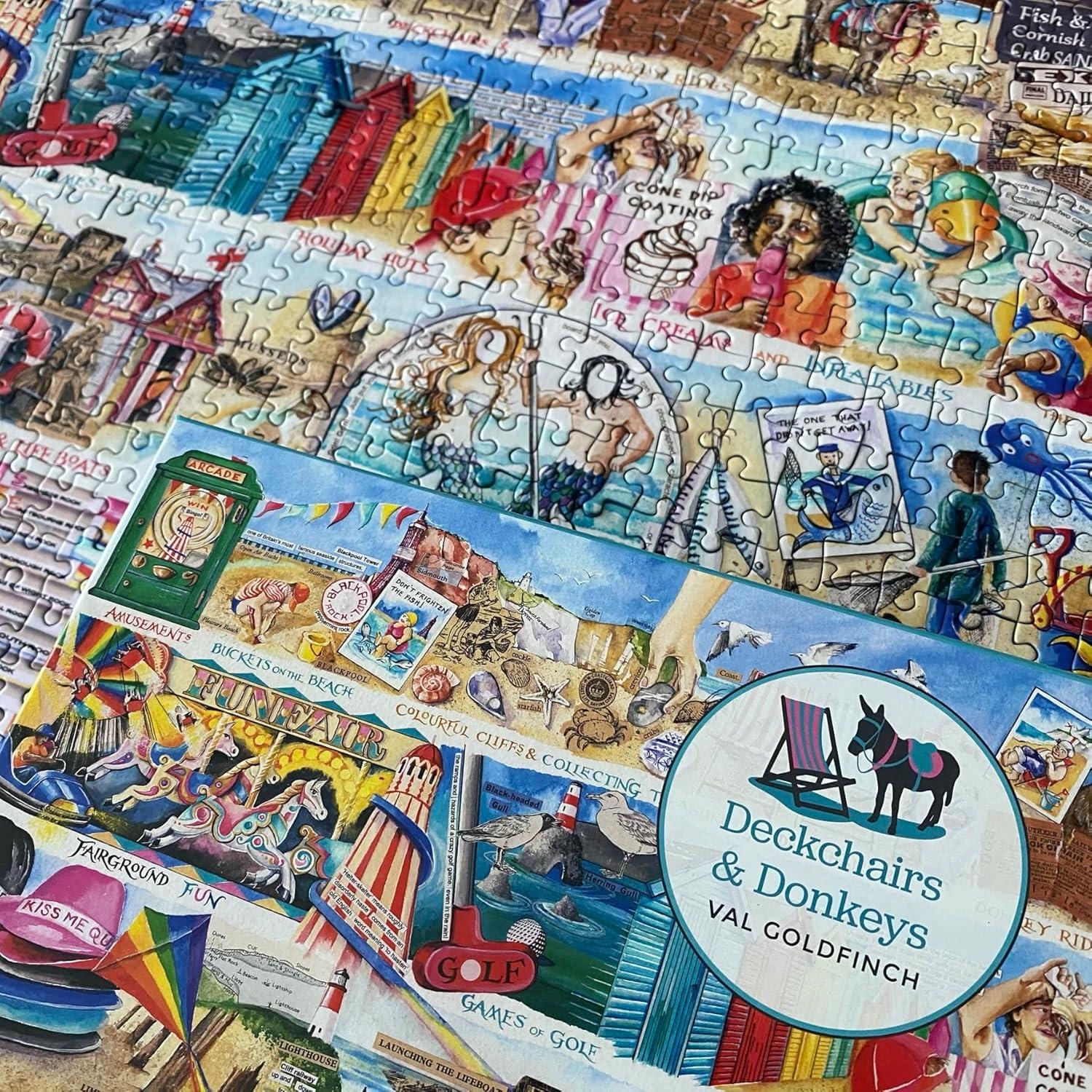 Gibsons 1000 Piece Jigsaw Puzzle: Deckchairs and Donkeys | Seaside Nostalgia