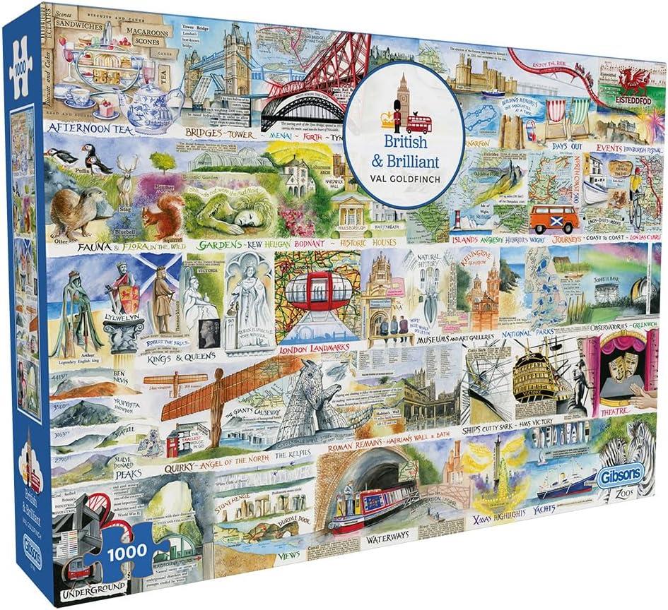 Gibsons British & Brilliant 1000 Piece Jigsaw Puzzle for Adults Beautiful Colourful Artwork by Val Goldfinch