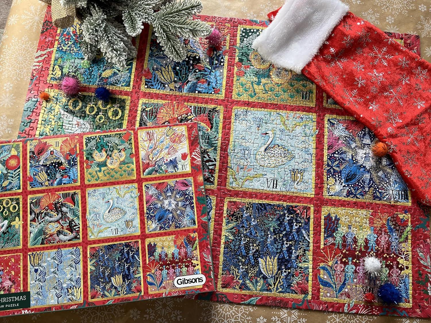 Gibsons 12 Days of Christmas 1000 Piece Jigsaw Puzzle | Classic Carol Modern Puzzle | Sustainable Jigsaw