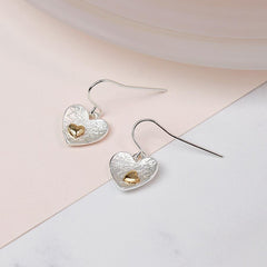 HEART EARRINGS WITH GOLD PLATED INSET HEART