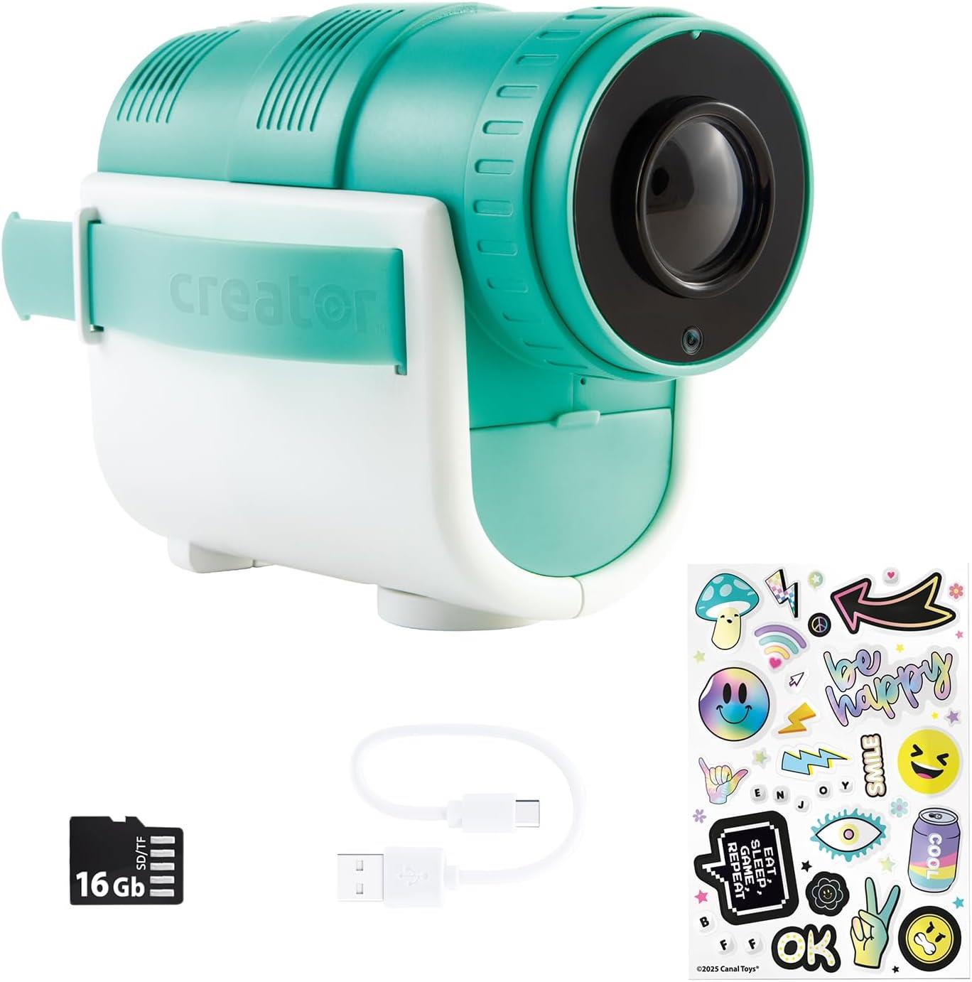 Photo Creator Camera Projector – Kids HD Video & 48MP Photo Camera with WiFi Casting from Smartphone, 2.4" Screen & Projector up to 90" – Fun Gift for Kids & Families- 16GB SD Card & Stickers